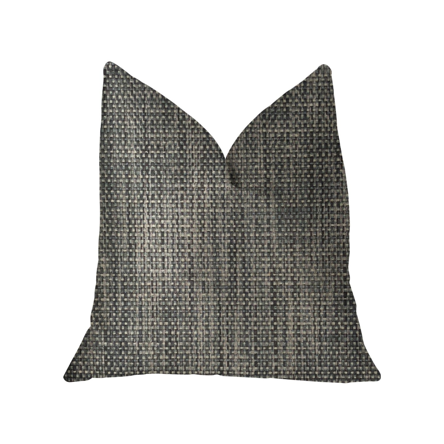 Plutus Bluejay Cayne  Blue And Gray Luxury Throw Pillow - Double Sided  24' X 24'