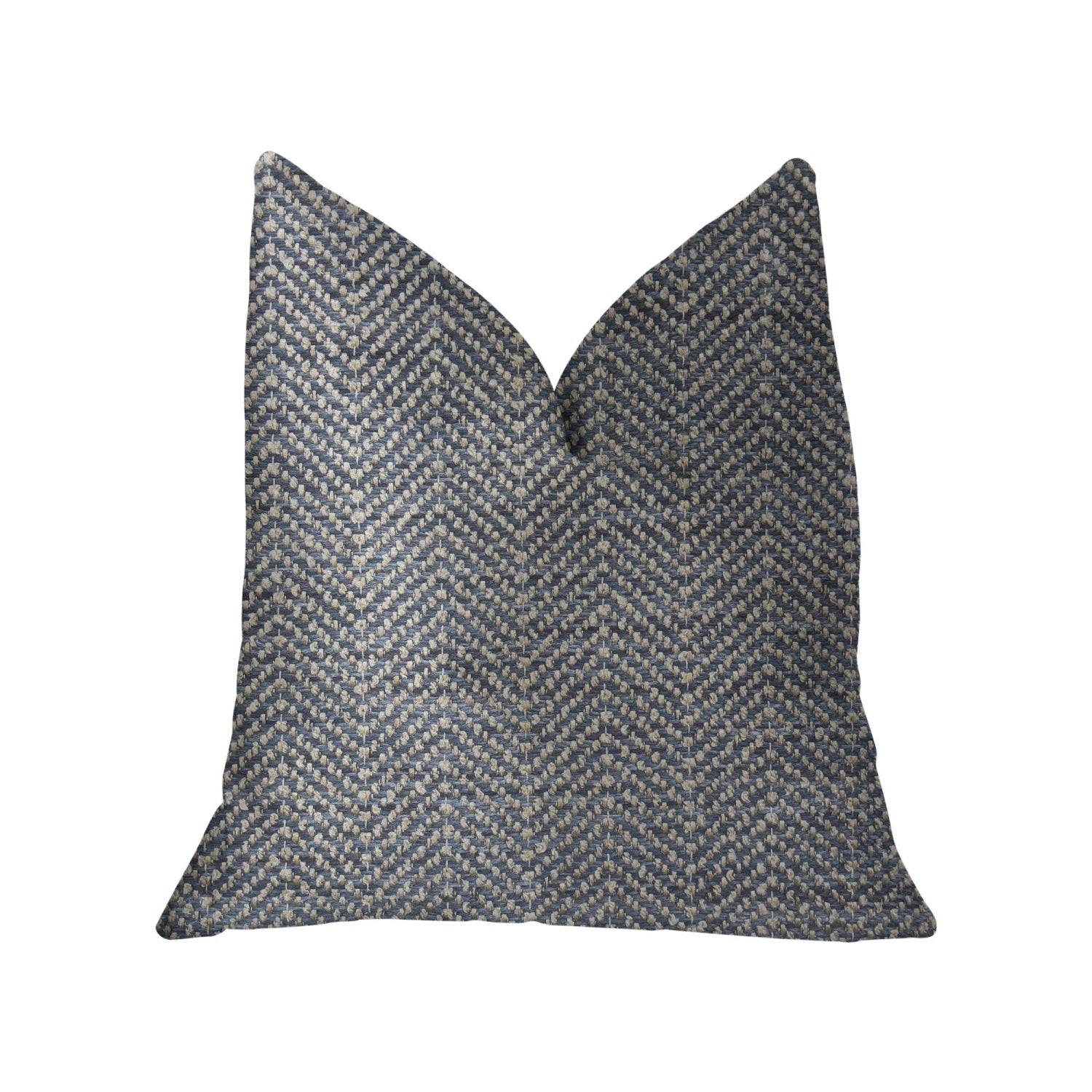 Plutus Amalfi Blue And Ivory Luxury Throw Pillow - Double Sided  18' X 18'