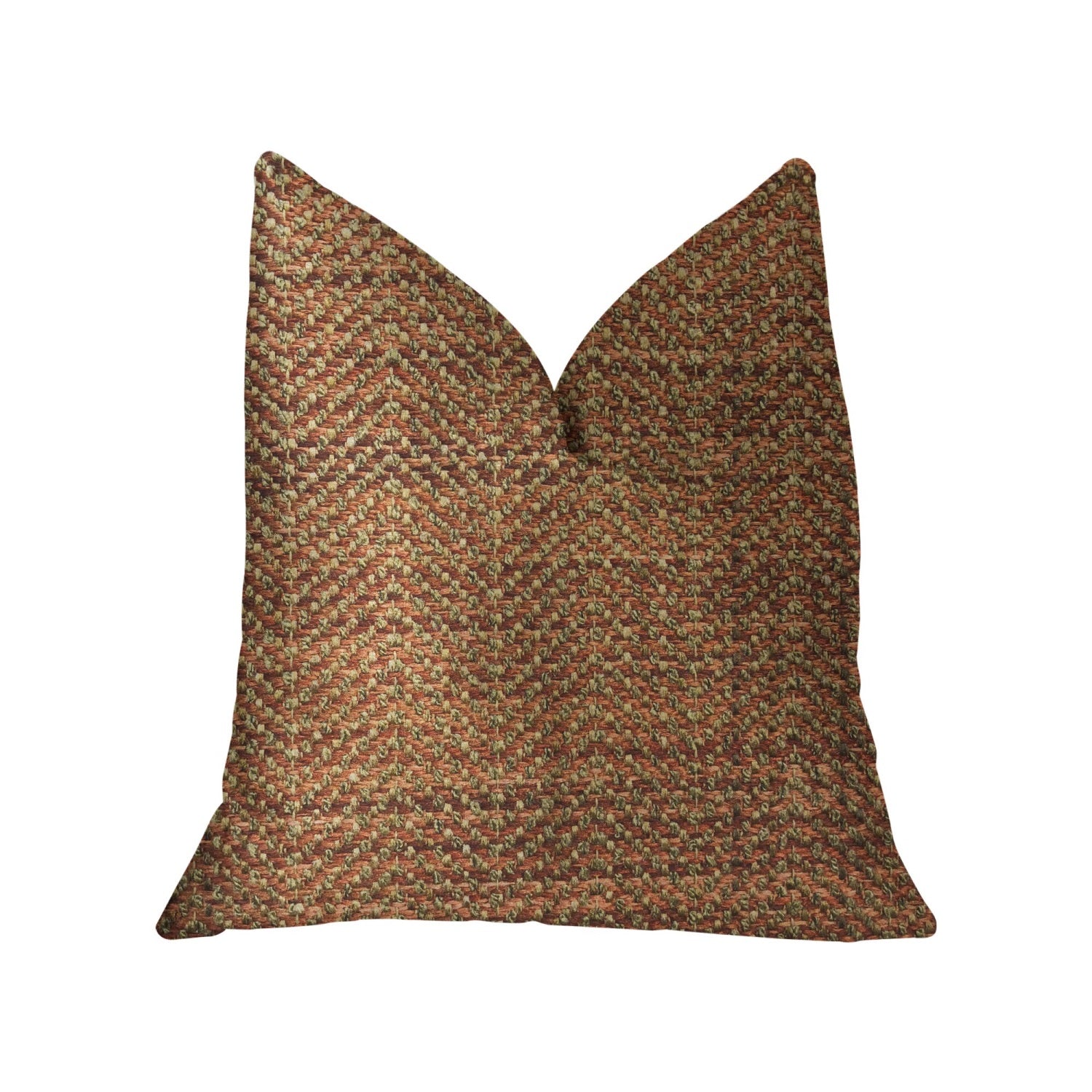 Plutus Merigold Orange And Gold Luxury Throw Pillow - Double Sided  26' X 26'