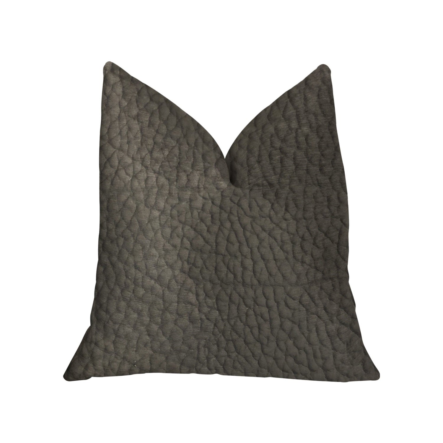 Plutus Modern Black Black Artificial Leather Luxury Throw Pillow - Double Sided  12' X 20'
