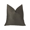 Plutus Modern Black Black Artificial Leather Luxury Throw Pillow - Double Sided  24' X 24'