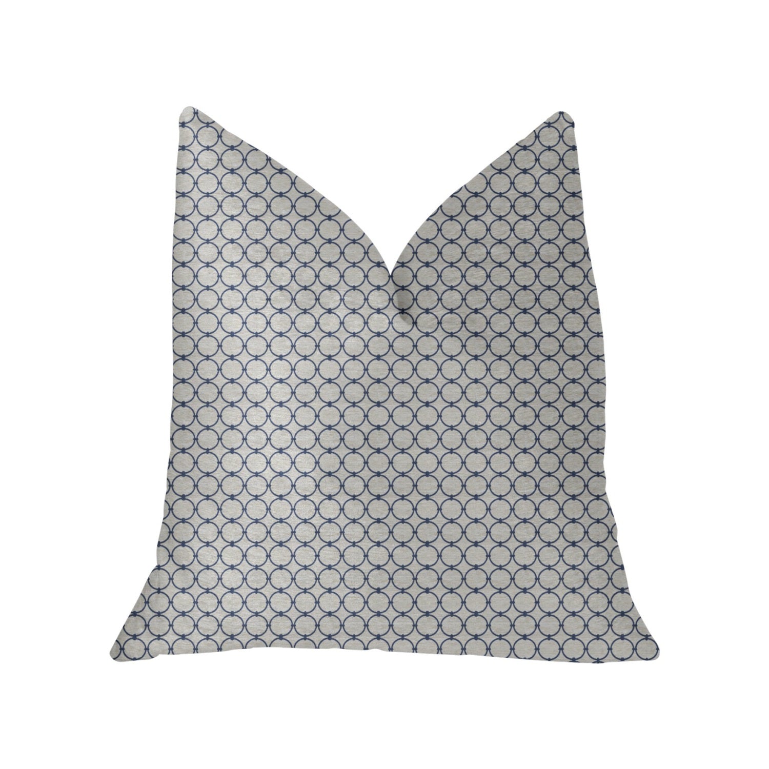 Plutus Object Lens Blue And Beige Luxury Throw Pillow - Double Sided  24' X 24'