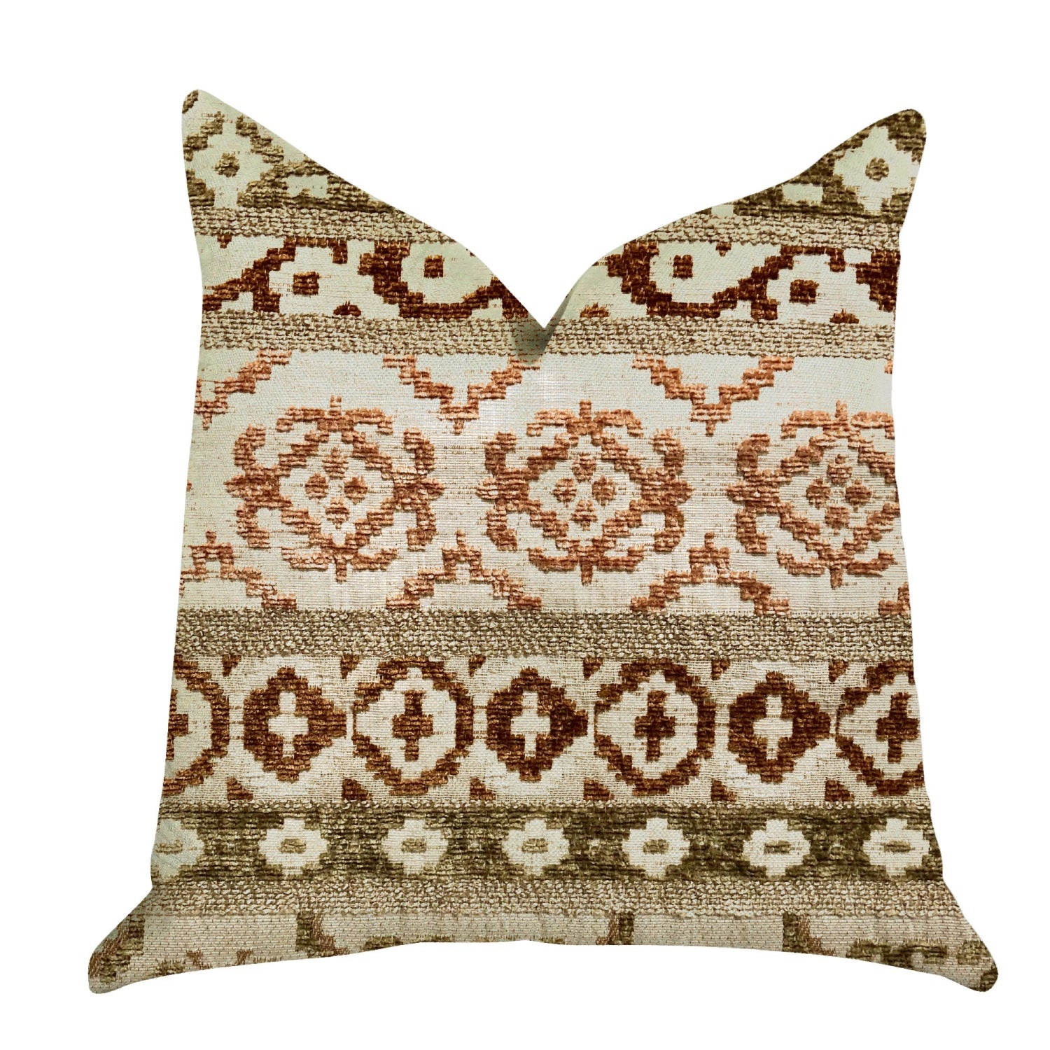 Plutus Arabesque Shades Of Brown Luxury Throw Pillow - Double Sided  20' X 30' Queen