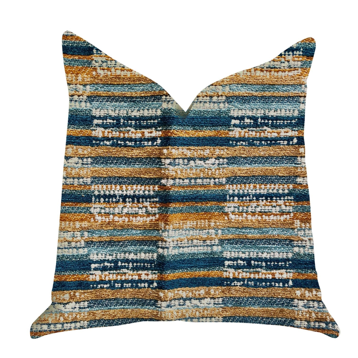 Plutus Timber Blue And Beige Textured Luxury Throw Pillow - Double Sided  20' X 30' Queen