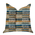 Plutus Timber Blue And Beige Textured Luxury Throw Pillow - Double Sided  20' X 36' King