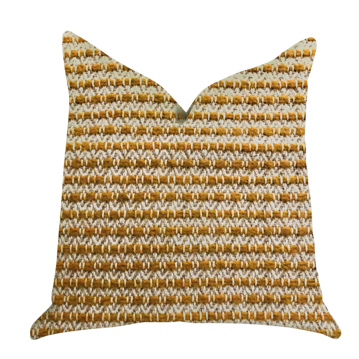 Plutus Hamilton Braid Brown Tones Luxury Throw Pillow  - Double Sided  16' X 16'