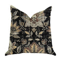 Plutus Noir Lotus Blossom Luxury Throw Pillow - Double Sided  18' X 18'