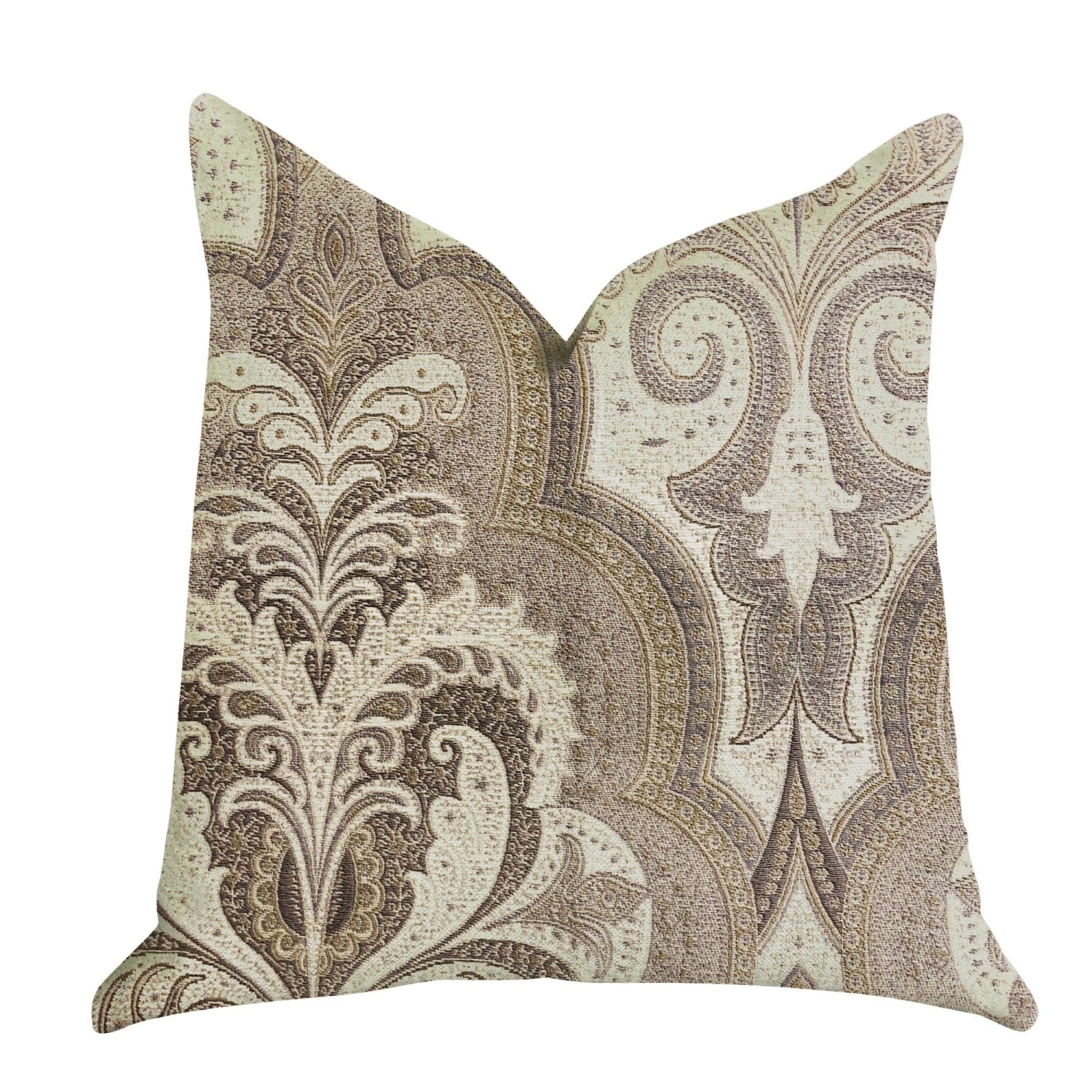 Plutus Tawny Isabella Damask Luxury Throw Pillow  - Double Sided  16' X 16'
