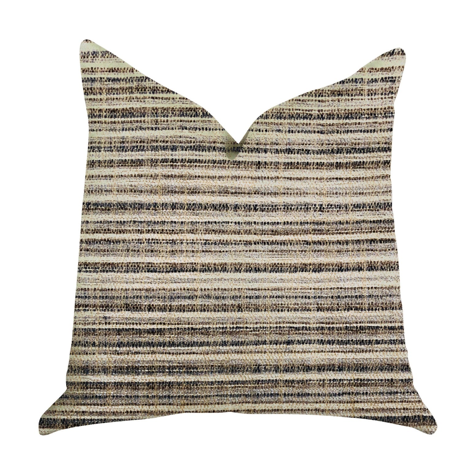 Plutus Skyway Lines Luxury Brown-Beige Multi Tones Throw Pillow - Double Sided  20' X 20'