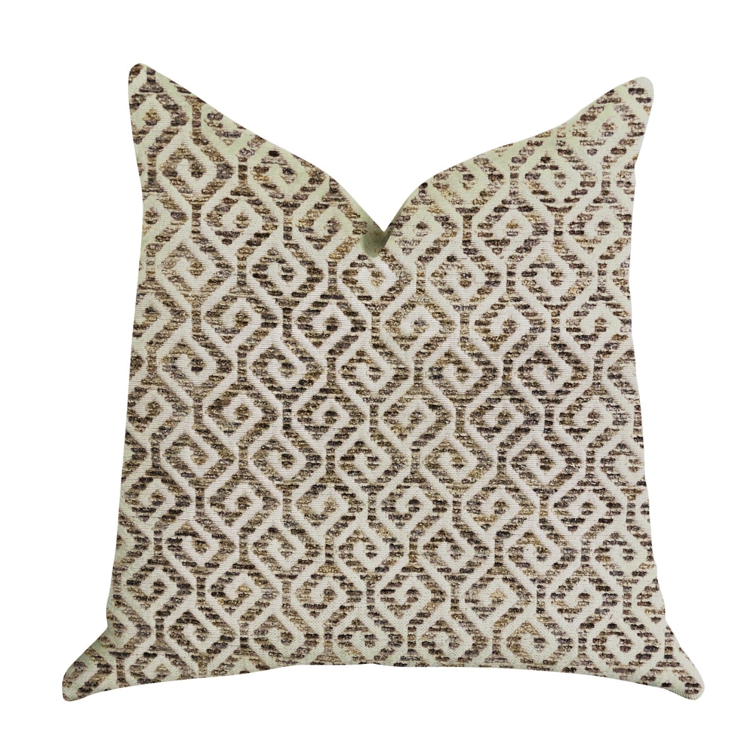 Plutus Omni Truffle Brown Shades Maze Luxury Throw Pillow  - Double Sided  20' X 36' King