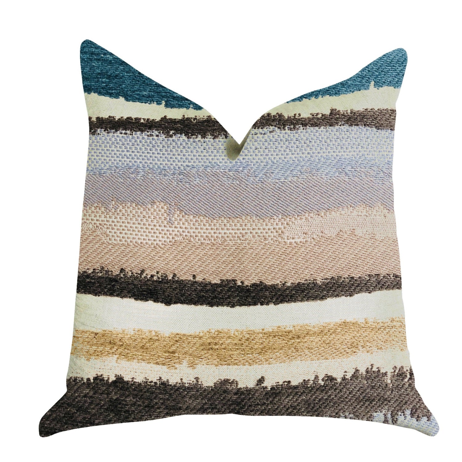 Plutus Blue Stone River Sand Multi Color Luxury Throw Pillow - Double Sided  24' X 24'