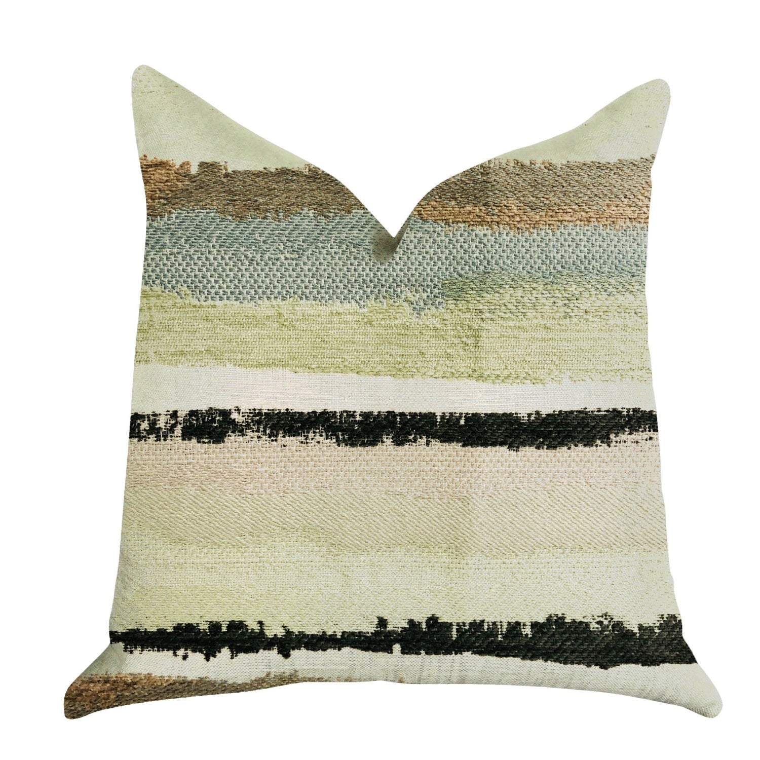 Plutus Lime Stone River Sand Multi Color Luxury Throw Pillow - Double Sided  24' X 24'