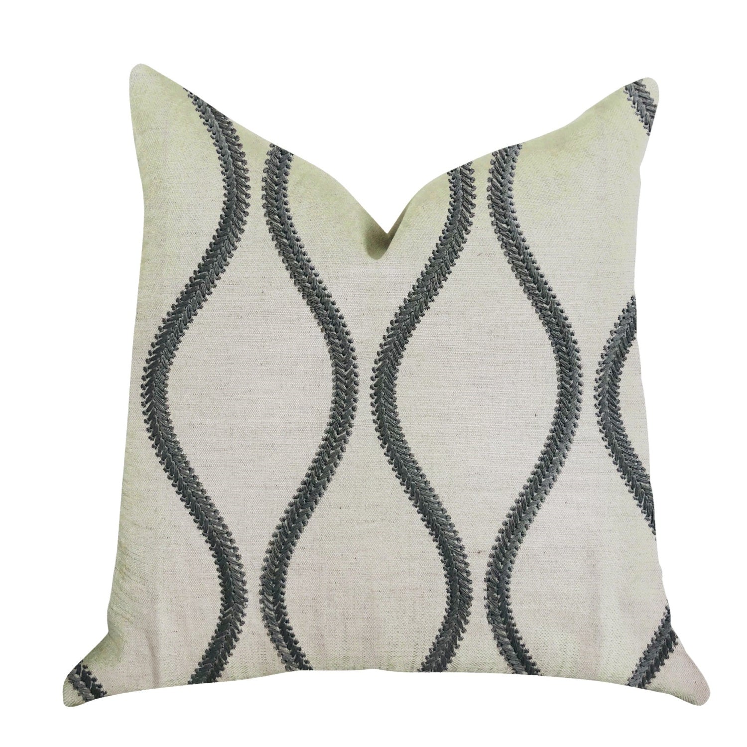 Plutus Bella Curve Green And Beige Luxury Throw Pillow - Double Sided  18' X 18'