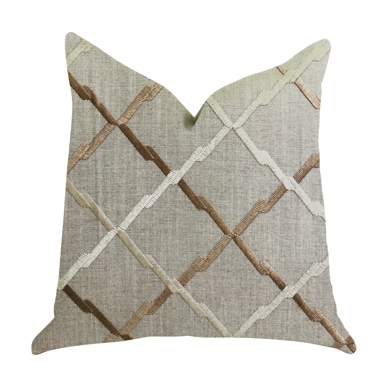 Plutus Urban Square Brown And Beige Luxury Throw Pillow - Double Sided  26' X 26'