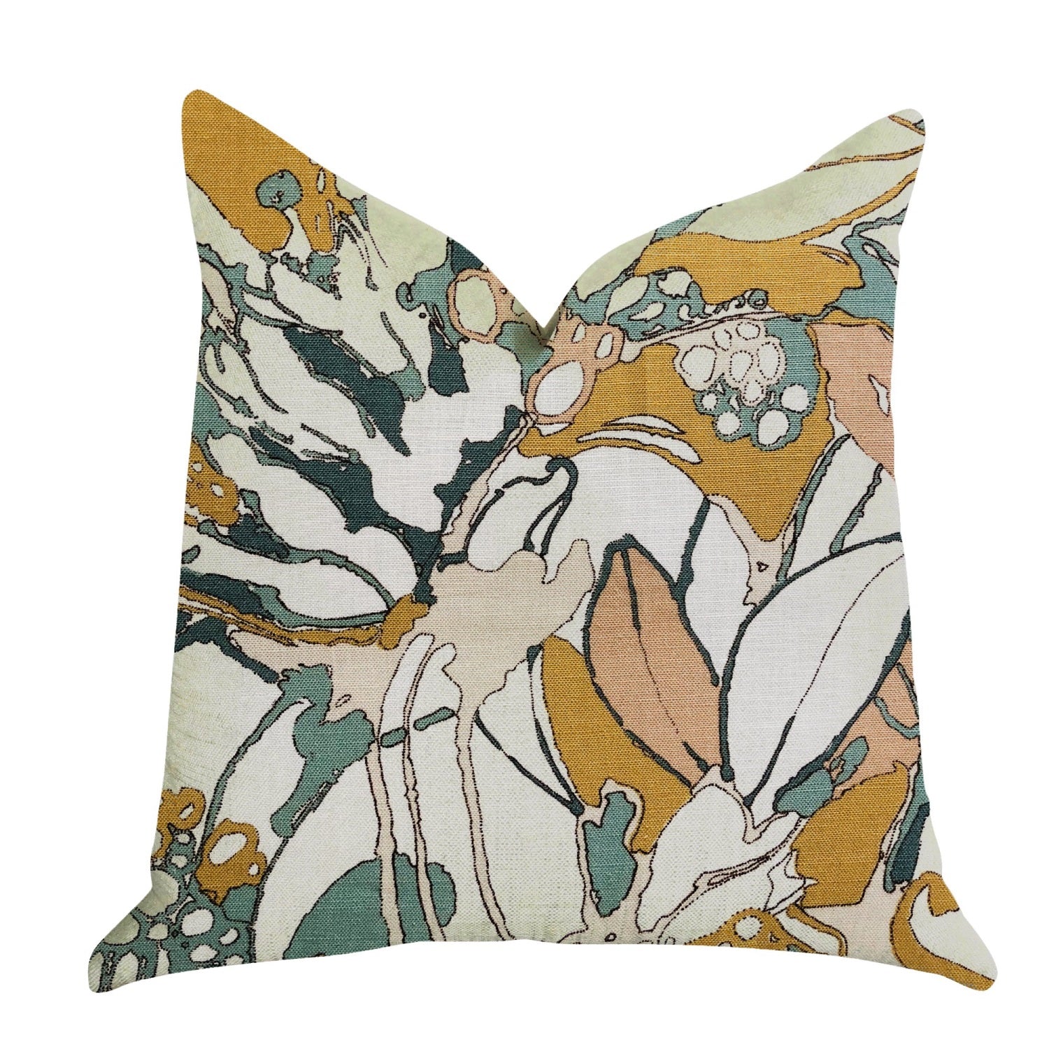 Plutus Camellia Floral Multi Color Luxury Throw Pillow - Double Sided  20' X 36' King