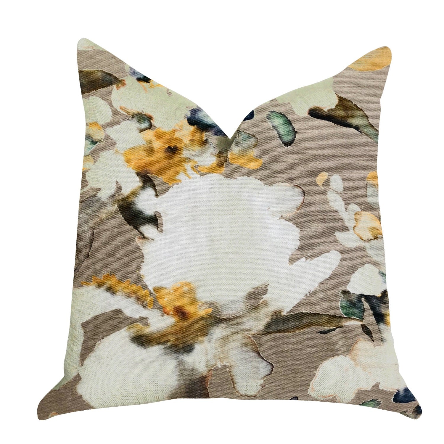 Plutus Maya De Aqua Floral Multi Color Luxury Throw Pillow  - Double Sided  24' X 24'