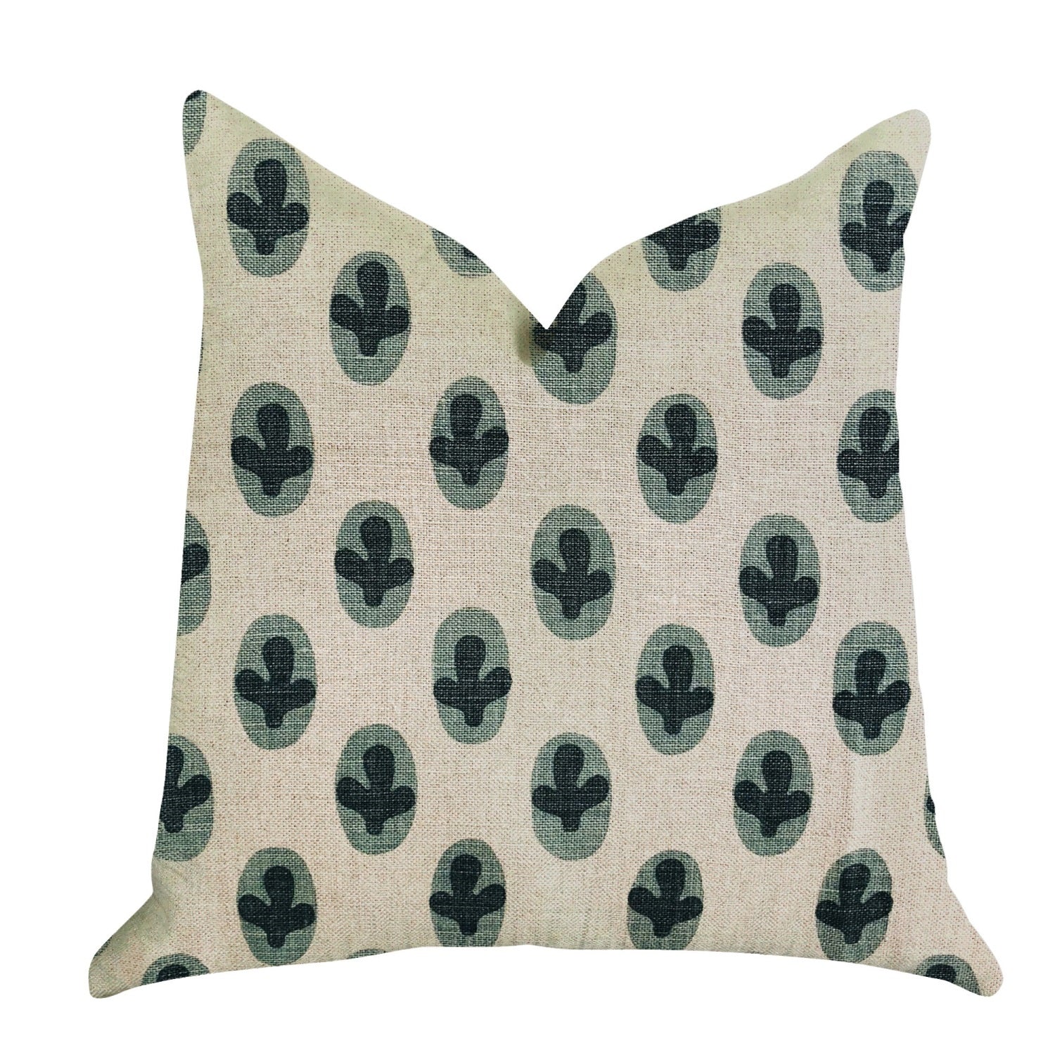 Plutus Cacti Pear In Green And Beige Color Luxury Throw Pillow - Double Sided  20' X 26' Standard