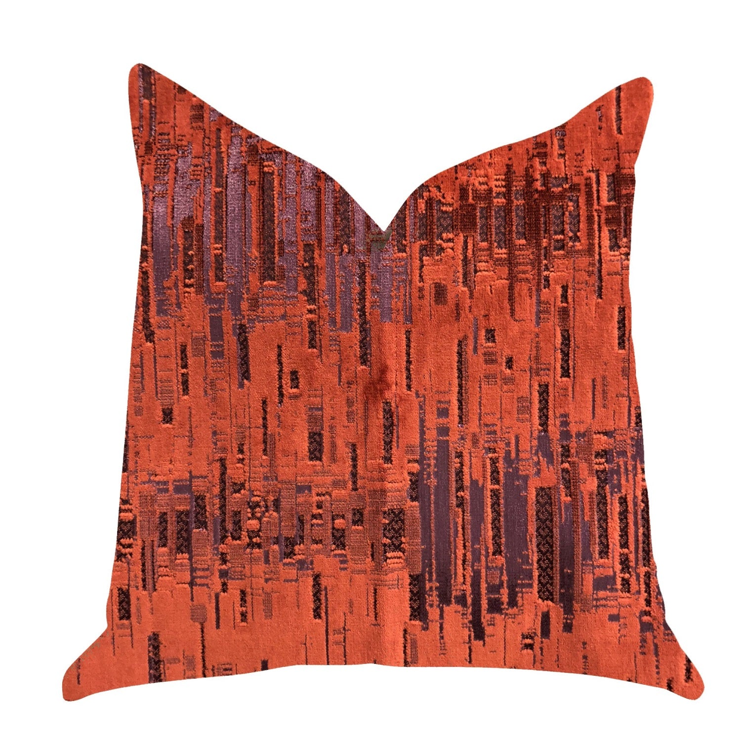 Plutus Luminous Skyscraper Luxury Throw Pillow In Orange Red Tones  - Double Sided  18' X 18'