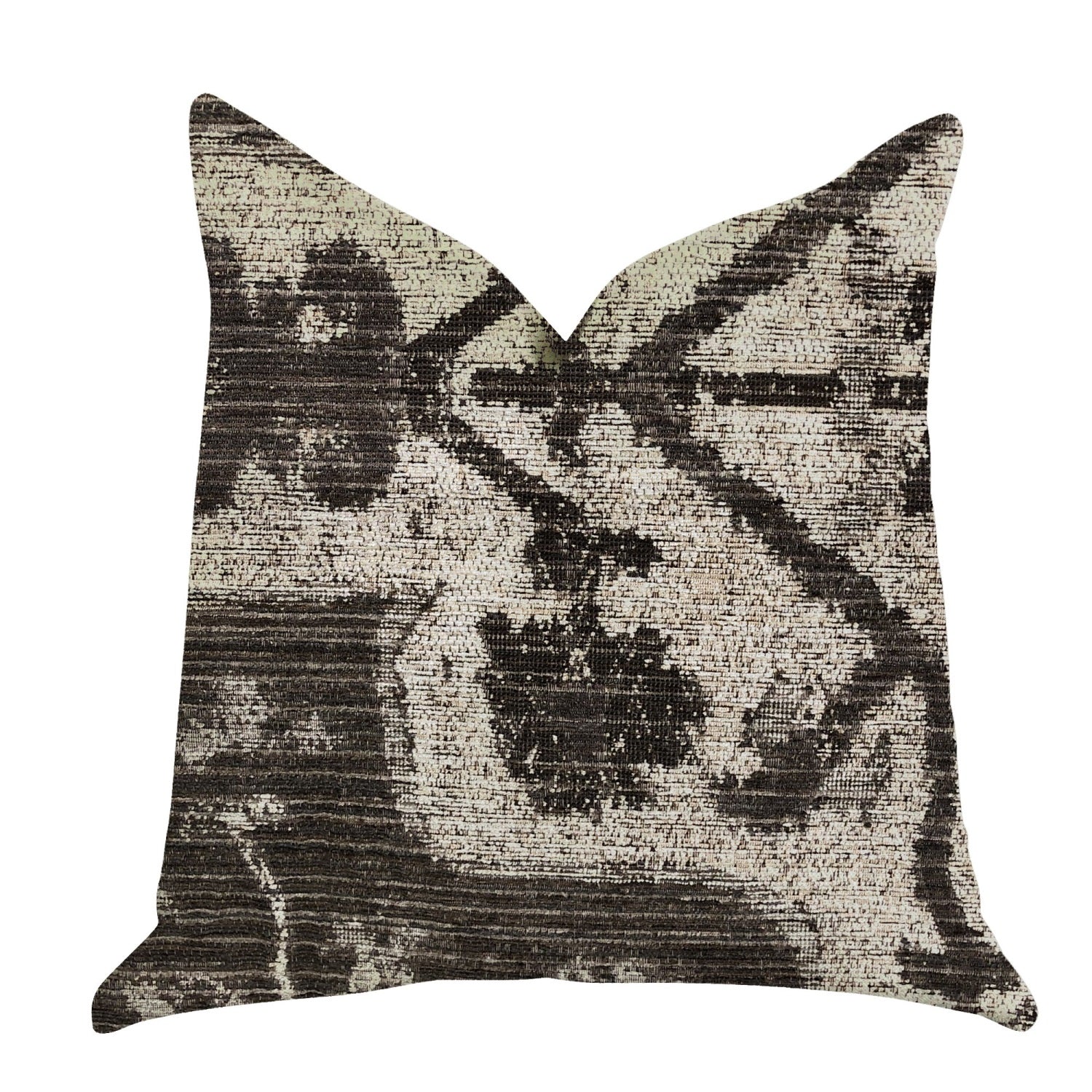 Plutus Metro Pulse Beige And Grey Tones Luxury Throw Pillows - Double Sided  16' X 16'