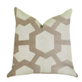 Plutus Linked Charisma Luxury Throw Pillow In Beige And Brown Tones - Double Sided  16' X 16'