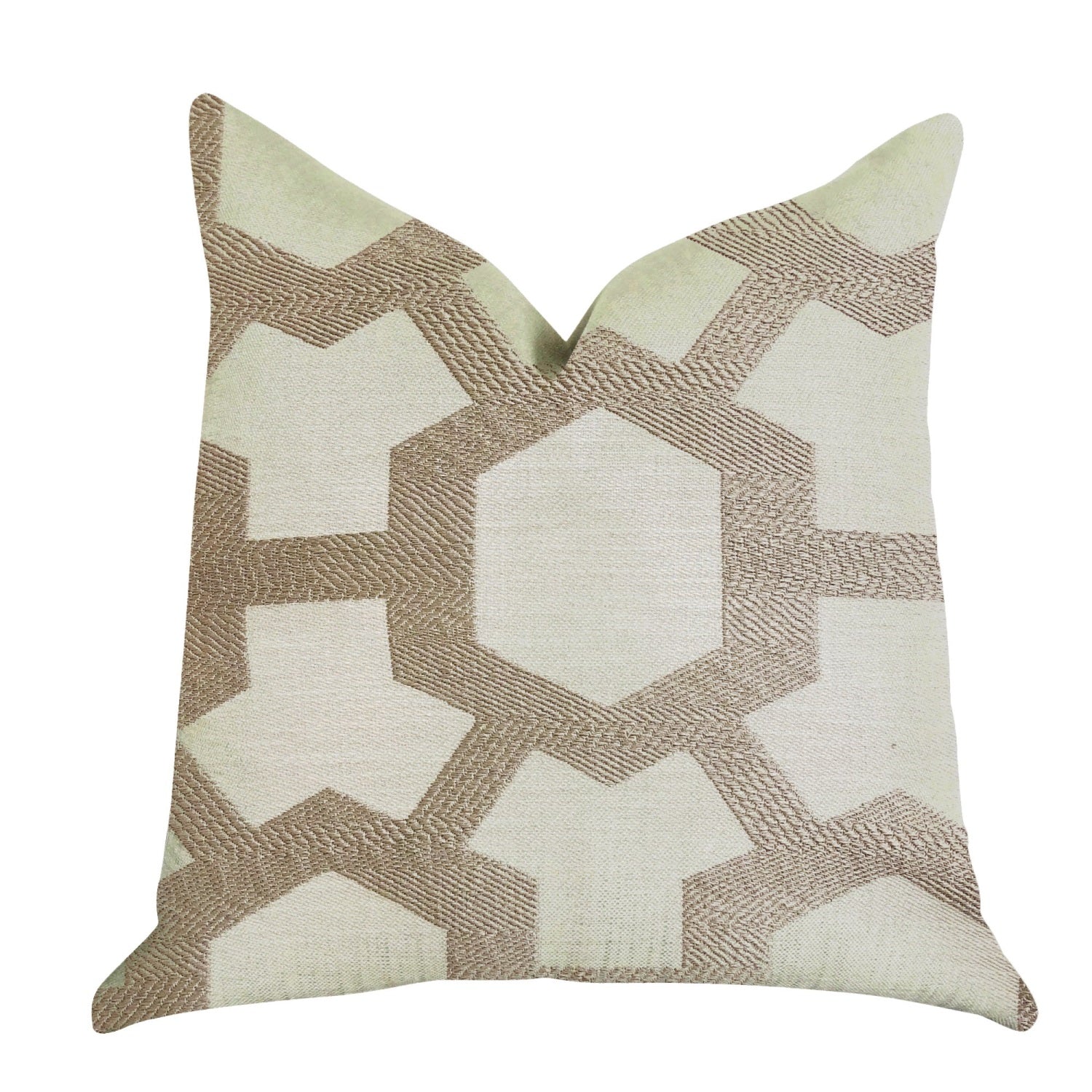 Plutus Linked Charisma Luxury Throw Pillow In Beige And Brown Tones - Double Sided  16' X 16'