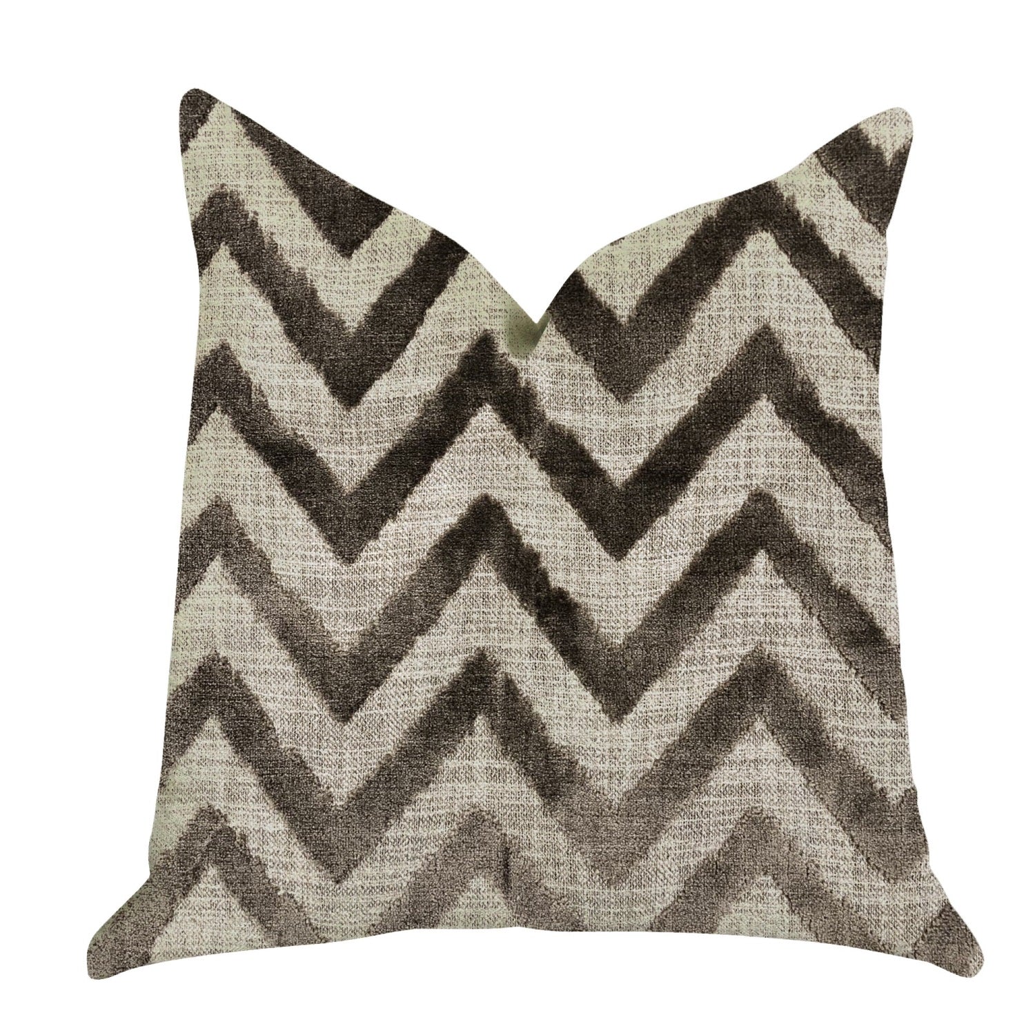Plutus Oblique Zigzag Luxury Throw Pillow In Beige Tones - Double Sided  12' X 25'