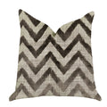 Plutus Oblique Zigzag Luxury Throw Pillow In Beige Tones - Double Sided  26' X 26'
