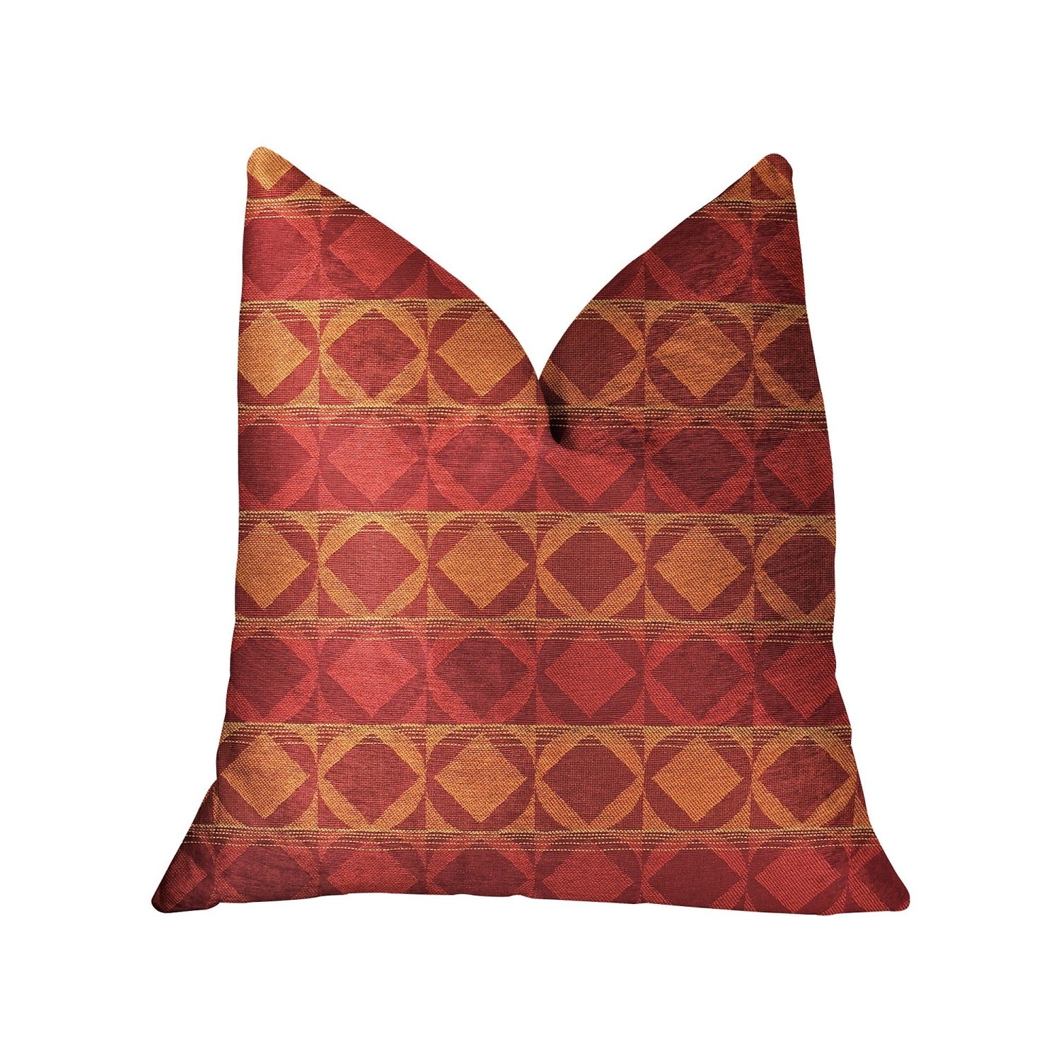 Plutus Celestial Red And Orange Luxury Throw Pillow - Double Sided  16' X 16'