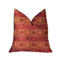Plutus Celestial Red And Orange Luxury Throw Pillow - Double Sided  18' X 18'