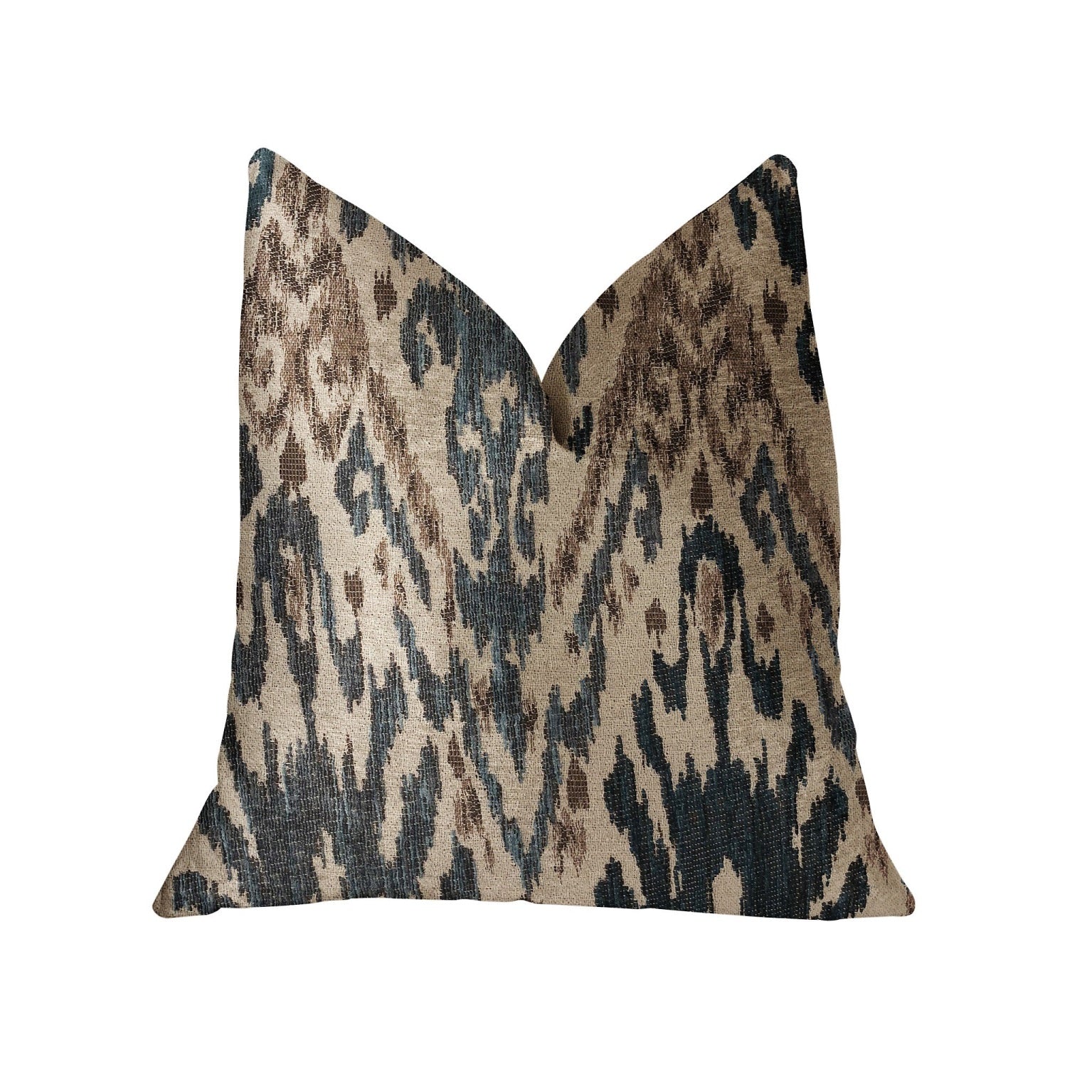 Plutus Kaveh Green, Beige And Brown Luxury Throw Pillow - Double Sided  24' X 24'