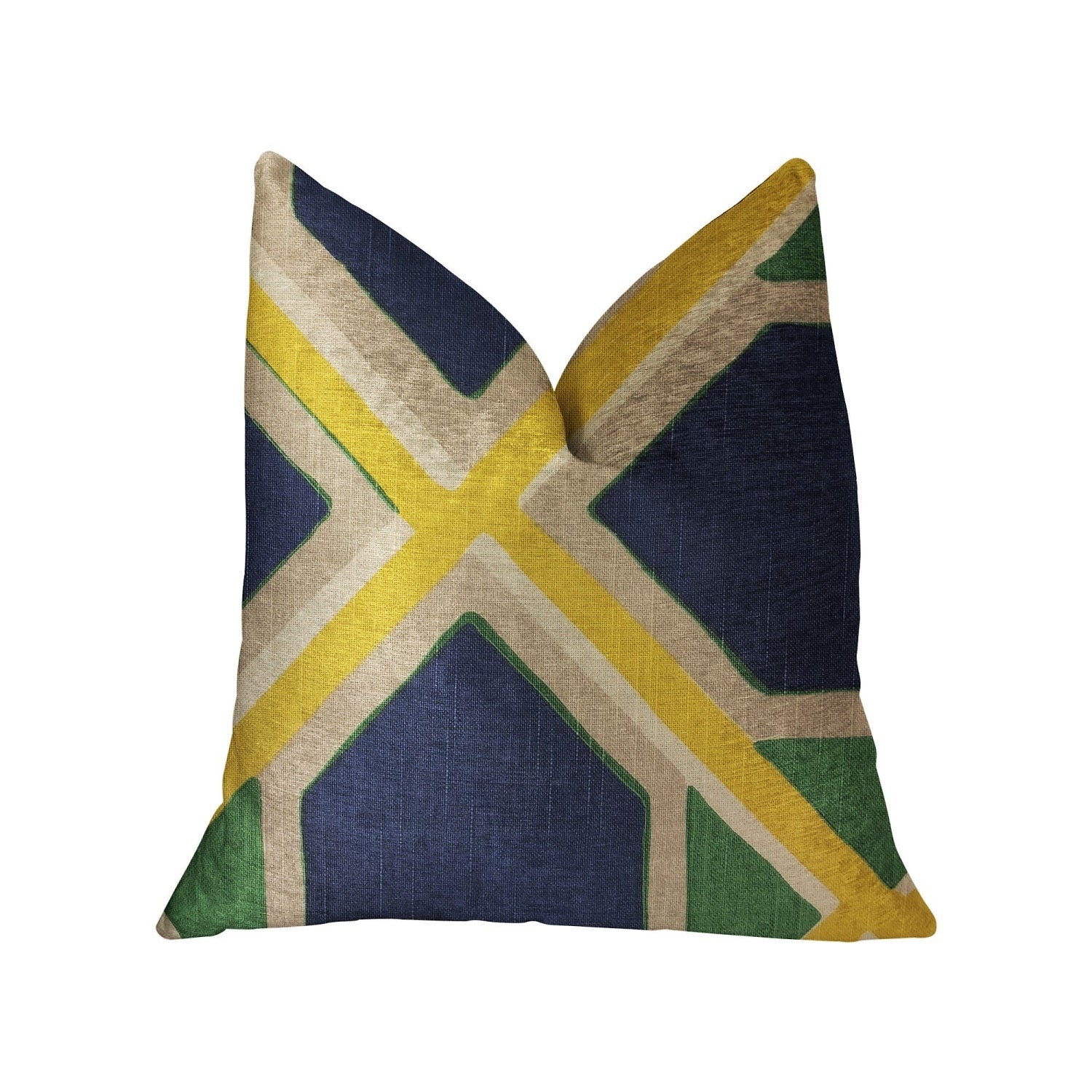 Plutus Obliquity Blue, Yellow And Green Luxury Throw Pillow - Double Sided  20' X 26' Standard