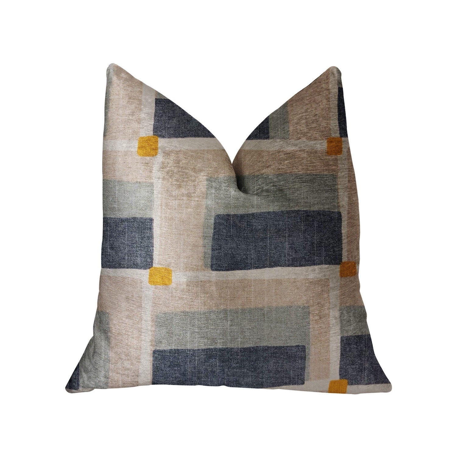 Plutus Bay Window Blue And Beige Luxury Throw Pillow - Double Sided  20' X 20'