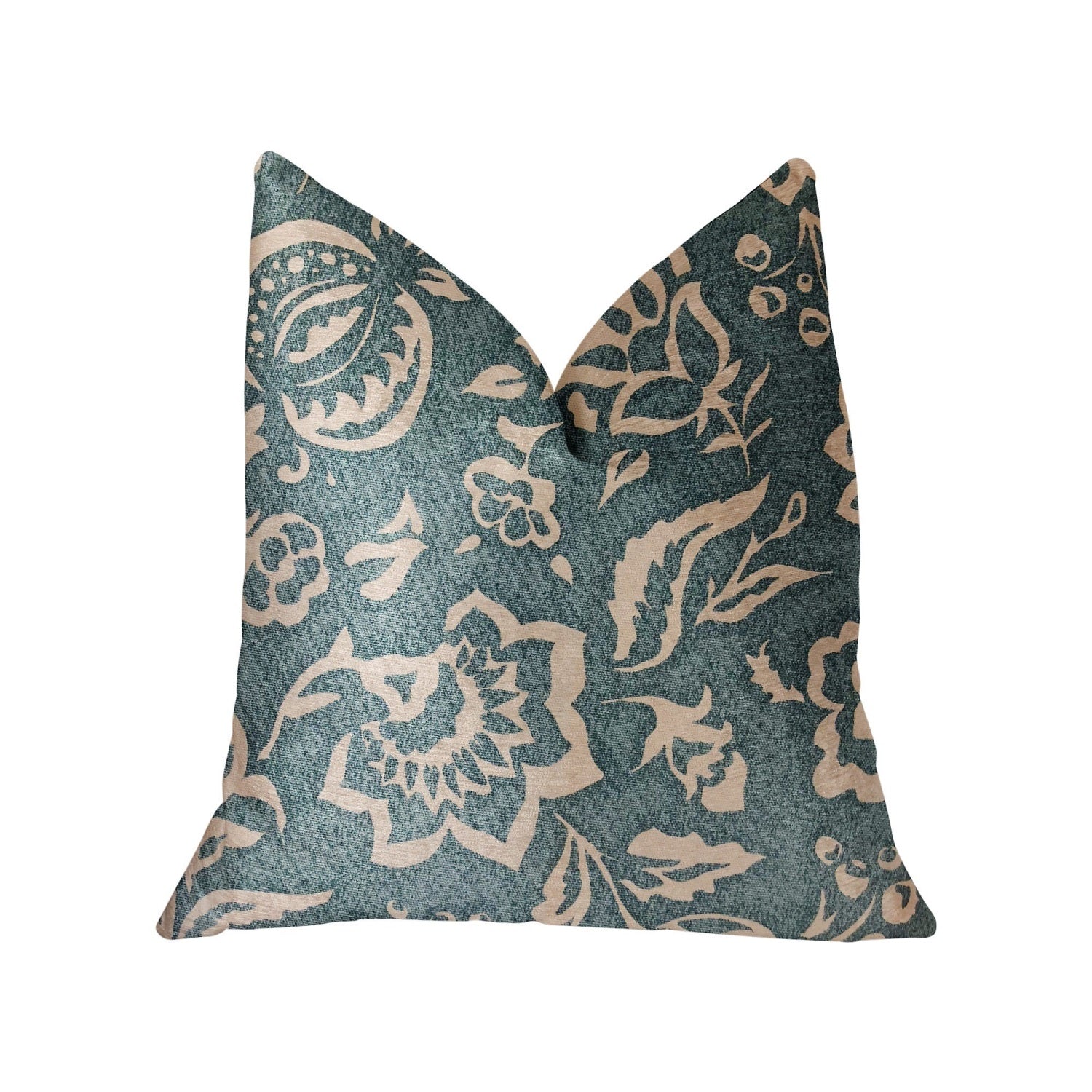 Plutus Elsi Pom Blue And Beige Luxury Throw Pillow - Double Sided  20' X 36' King