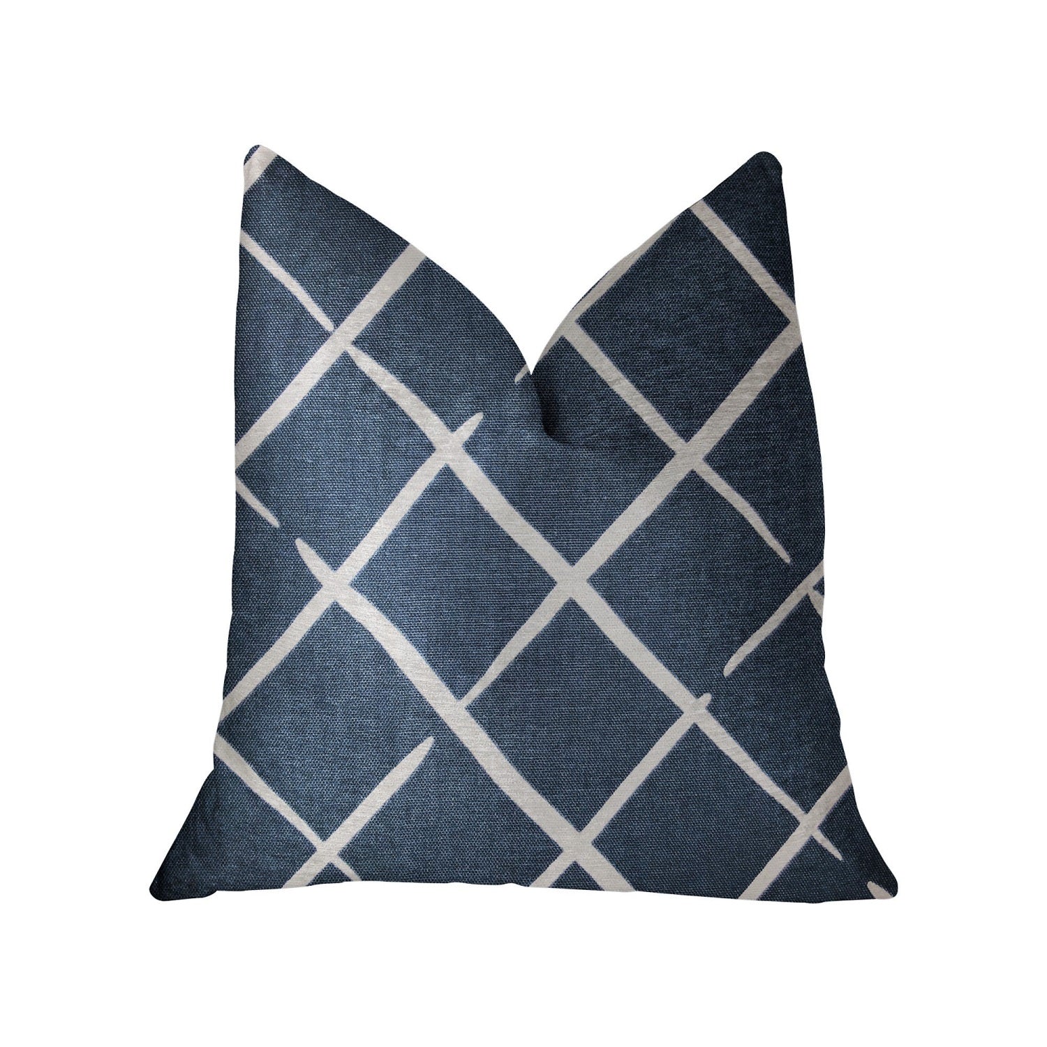 Plutus Davinci Blue And White Luxury Throw Pillow - Double Sided  20' X 26' Standard