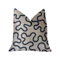 Plutus Chandra Taal Blue And Beige Luxury Throw Pillow - Double Sided  22' X 22'