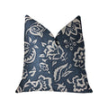Plutus Elsi Pom Blue And White Luxury Throw Pillow - Double Sided  12' X 20'