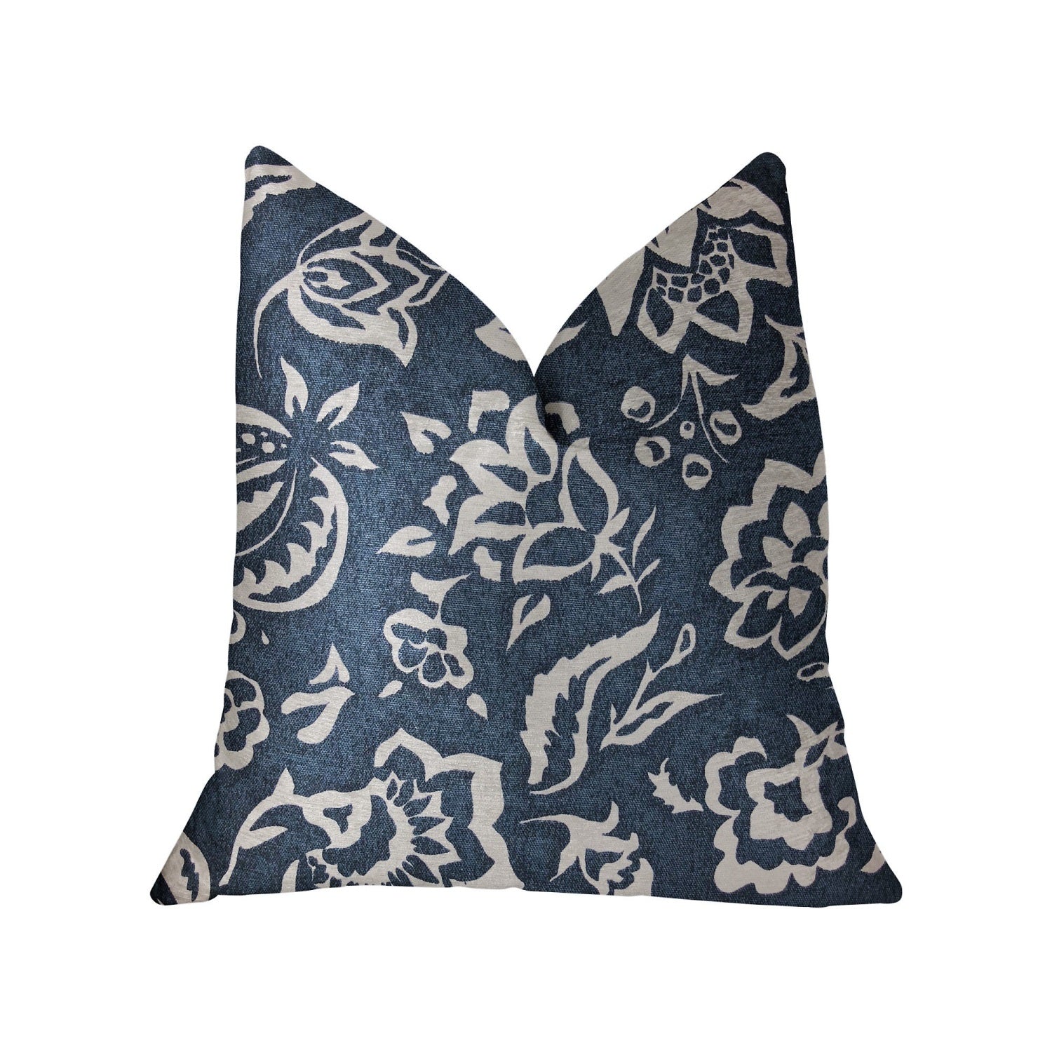 Plutus Elsi Pom Blue And White Luxury Throw Pillow - Double Sided  12' X 20'