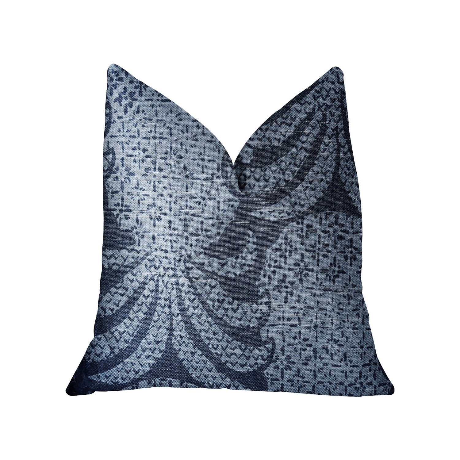 Plutus Pineapple Crush Blue And Black Luxury Throw Pillow - Double Sided  26' X 26'