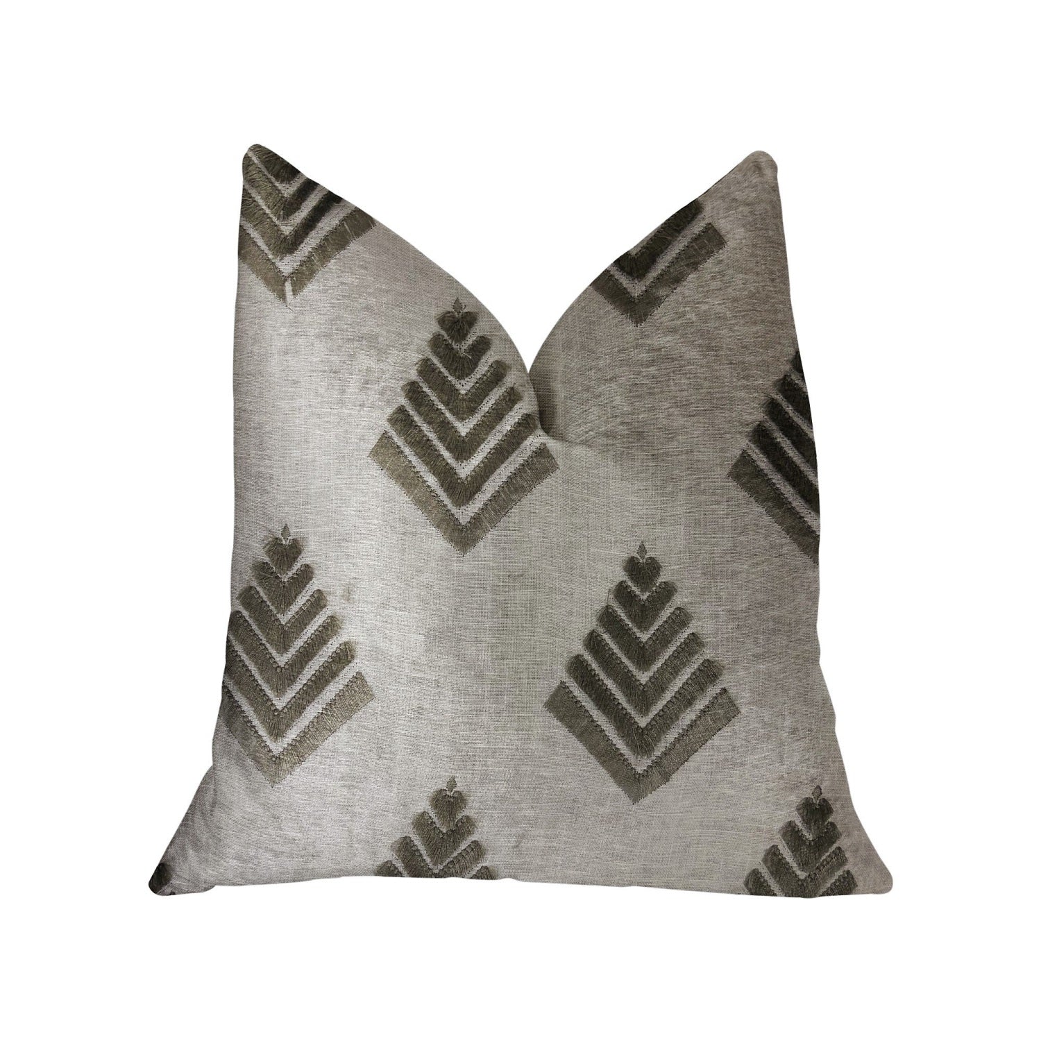 Plutus Aspen Mist Blue And Beige Luxury Throw Pillow - Double Sided  20' X 30' Queen