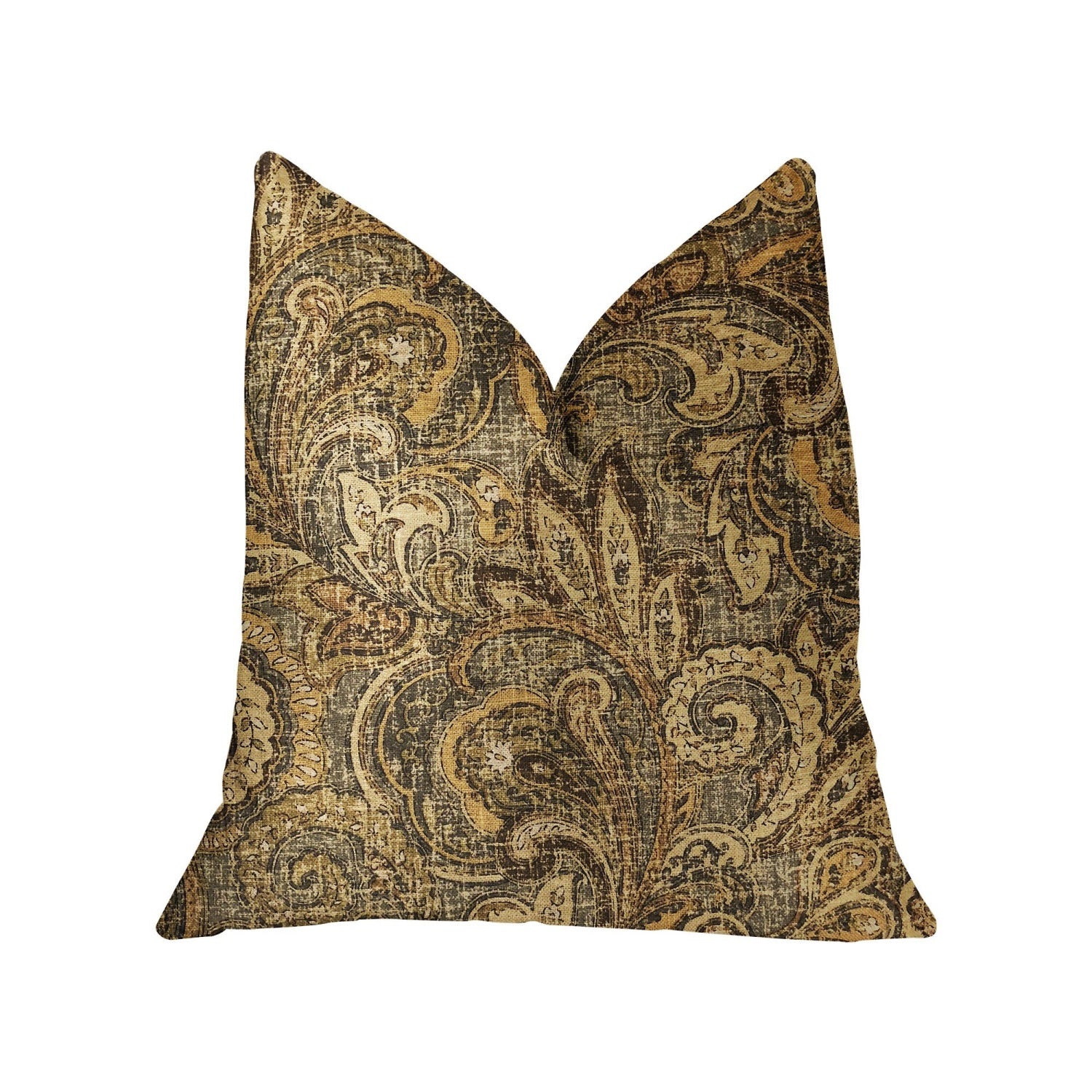 Plutus Cypress Field Brown Luxury Throw Pillow - Double Sided  22' X 22'