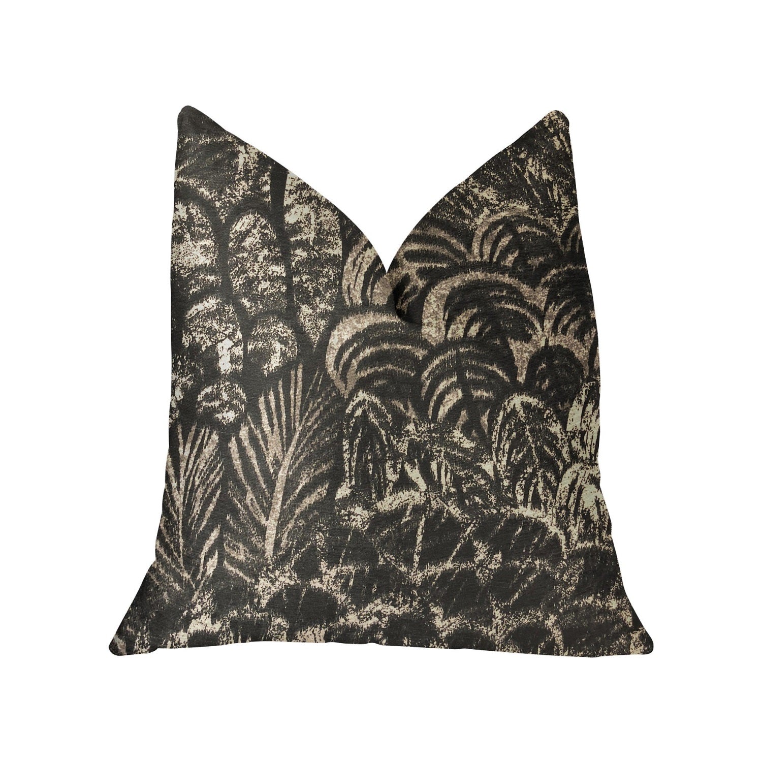 Plutus Rowan Gale Black And Beige Luxury Throw Pillow - Double Sided  16' X 16'