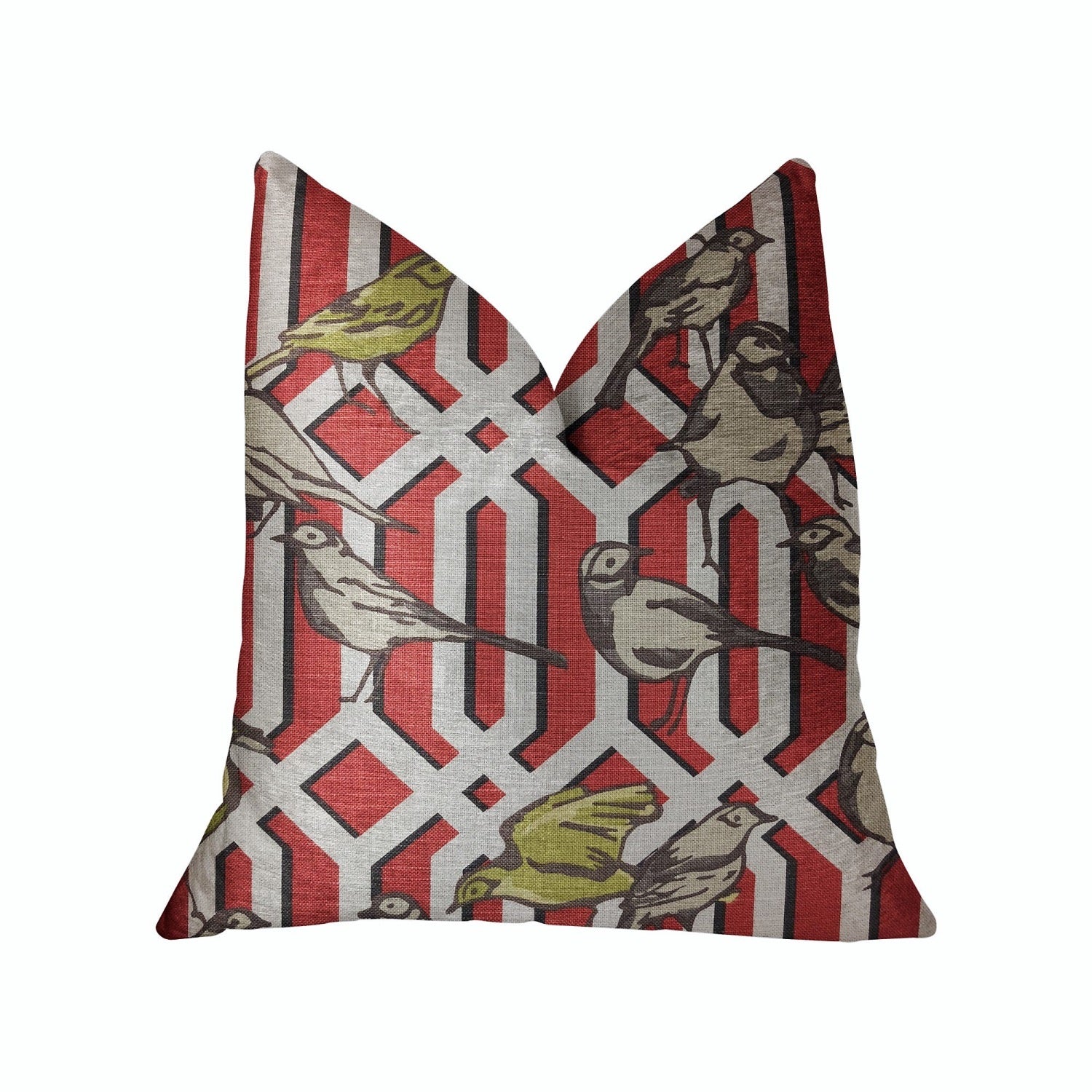 Plutus Bird Forest Multicolor Luxury Throw Pillow - Double Sided  16' X 16'