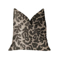Plutus Lustrous Leaves Gray Luxury Throw Pillow - Double Sided  12' X 20'