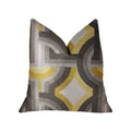 Plutus Delightful Chain Yellow, Beige And Gray Luxury Throw Pillow - Double Sided  20' X 20'