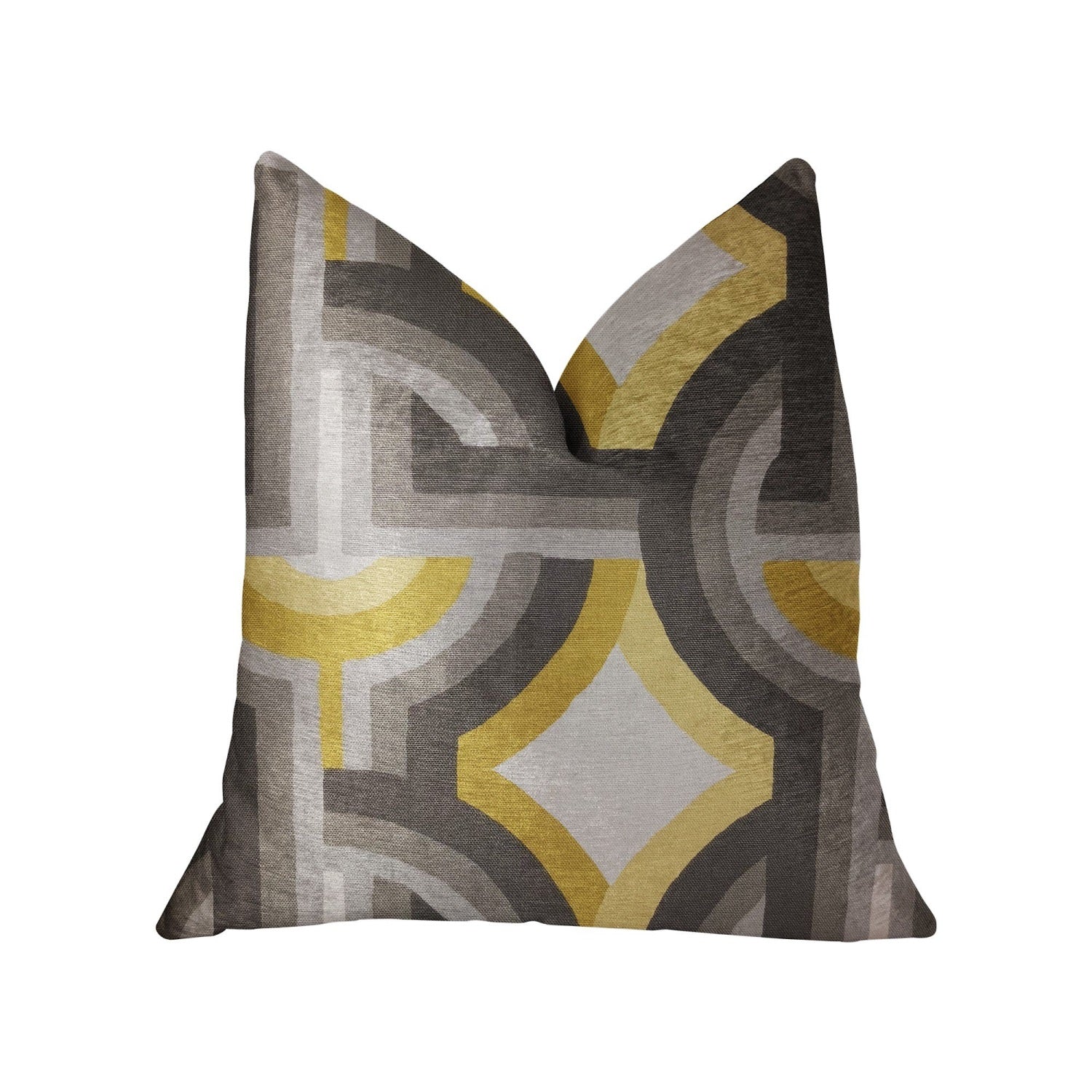 Plutus Delightful Chain Yellow, Beige And Gray Luxury Throw Pillow - Double Sided  20' X 20'