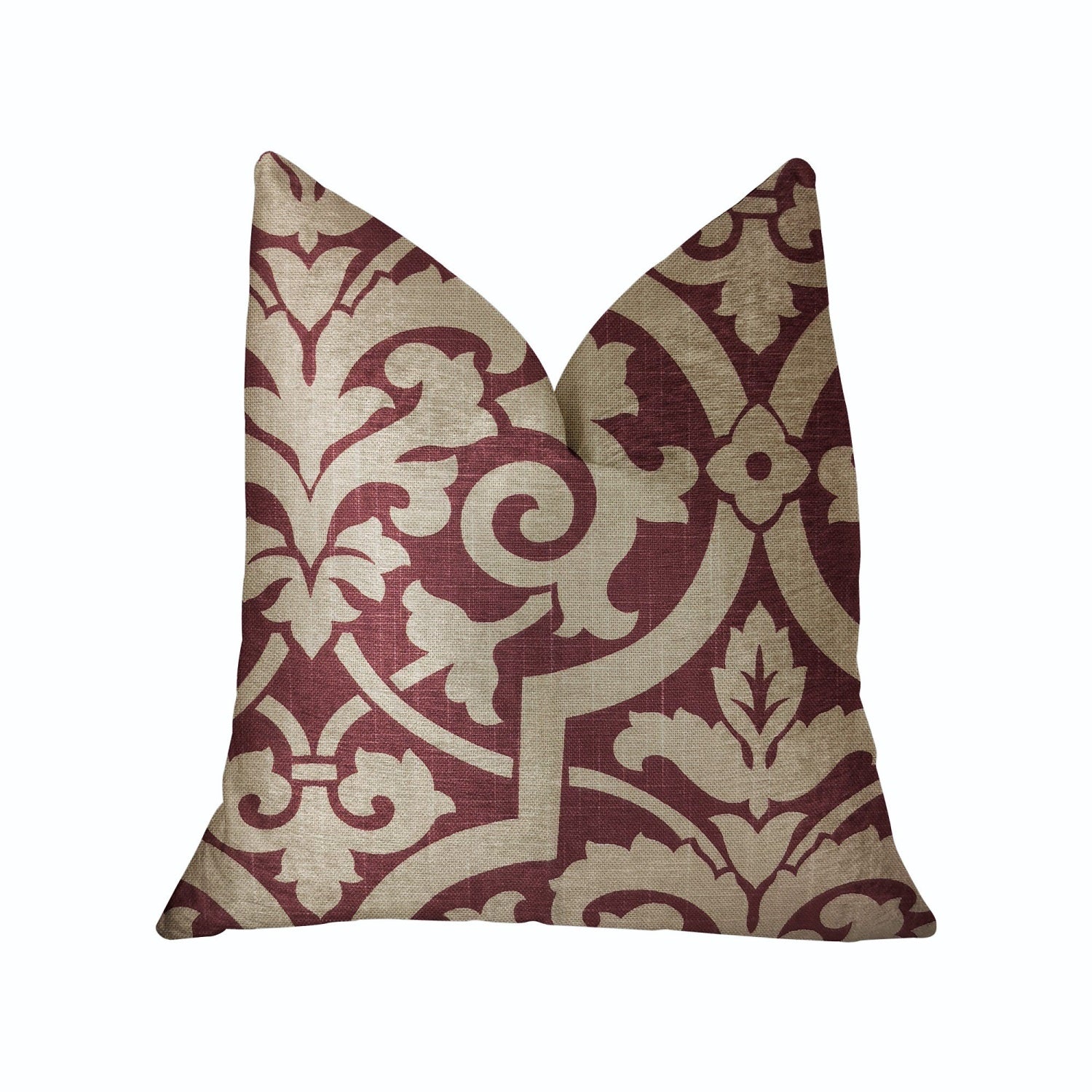 Plutus Sacred Shield Red And Beige Luxury Throw Pillow - Double Sided  20' X 20'