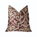 Plutus Sacred Shield Red And Beige Luxury Throw Pillow - Double Sided  24' X 24'