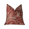 Plutus Berry Crest Vineyard Red And Beige Luxury Throw Pillow - Double Sided  22' X 22'