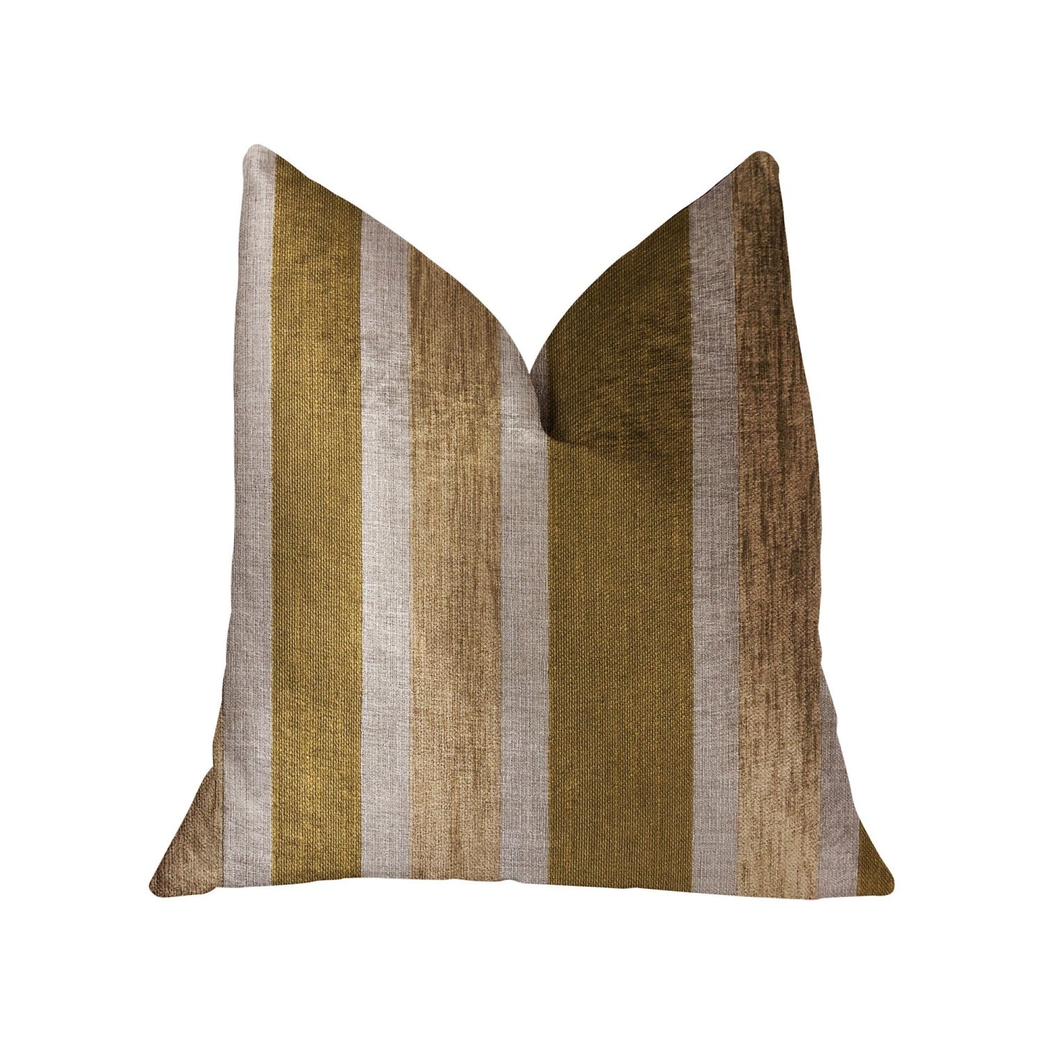 Plutus Golden Tan Lines Gold Luxury Throw Pillow - Double Sided  16' X 16'