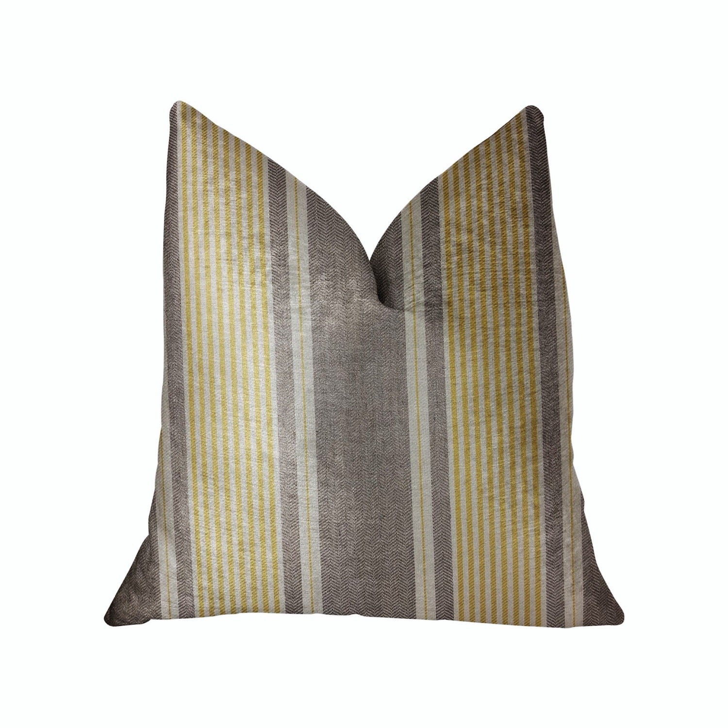 Plutus Graceful Bridge Yellow And Gray Luxury Throw Pillow - Double Sided  22' X 22'